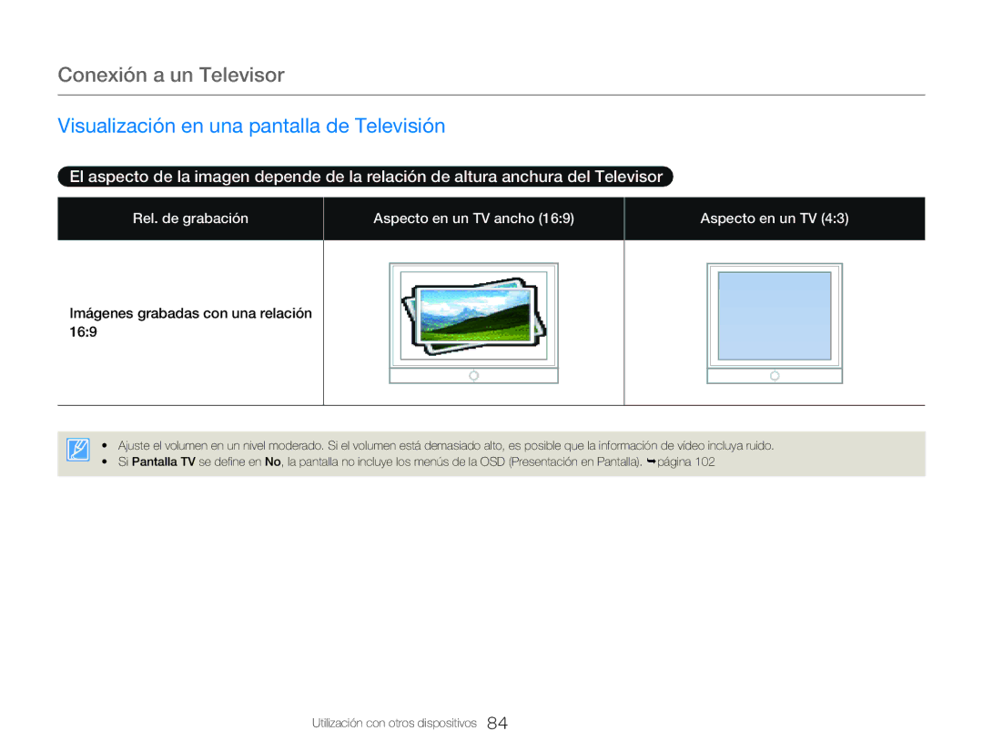 Samsung HMX-QF20BP/EDC, HMX-Q20BP/EDC manual Visualización en una pantalla de Televisión, Imágenes grabadas con una relación 