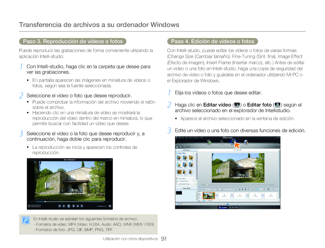 Samsung HMX-Q20BP/EDC manual Seleccione el vídeo o foto que desee reproducir, Elija los vídeos o fotos que desee editar 