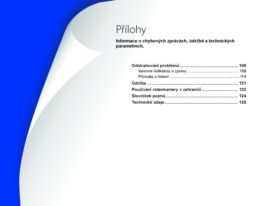 Samsung HMX-Q20BP/EDC, HMX-QF20BP/EDC manual Přílohy 