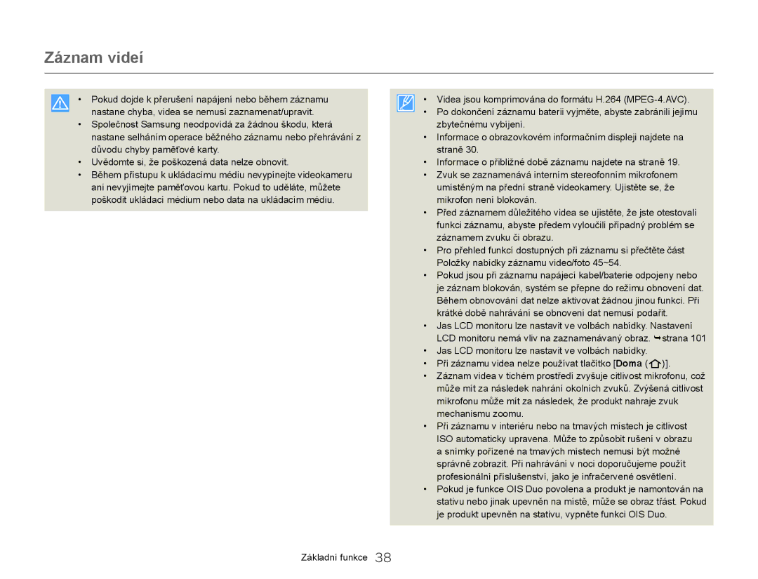 Samsung HMX-QF20BP/EDC, HMX-Q20BP/EDC manual Záznam videí 