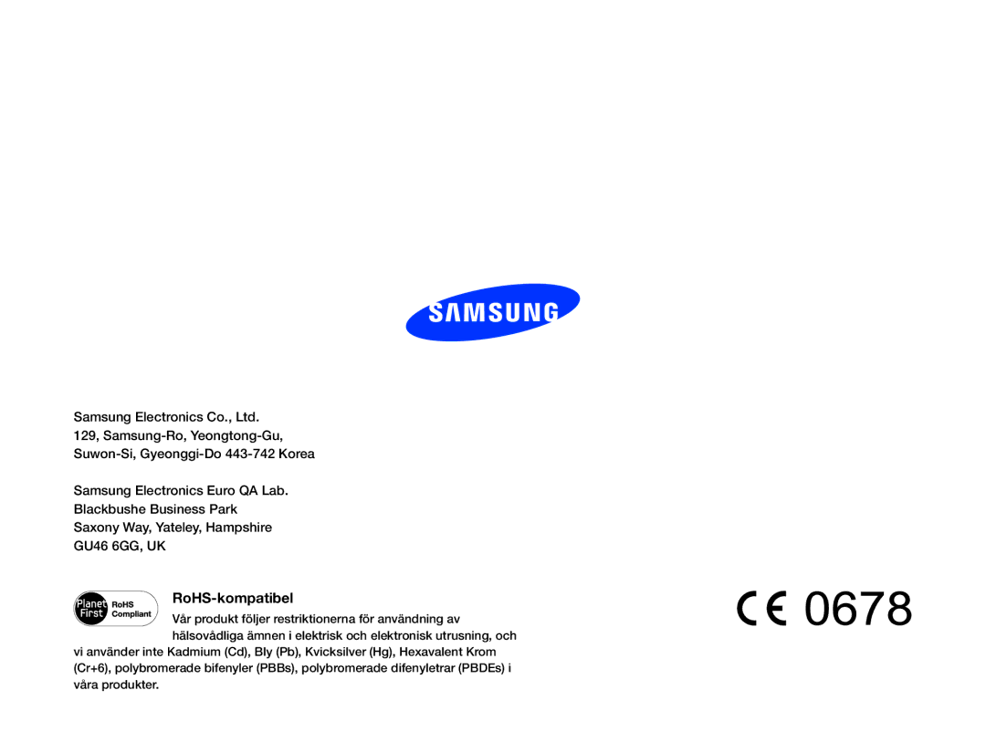 Samsung HMX-QF20BP/EDC, HMX-Q20BP/EDC manual RoHS-kompatibel 