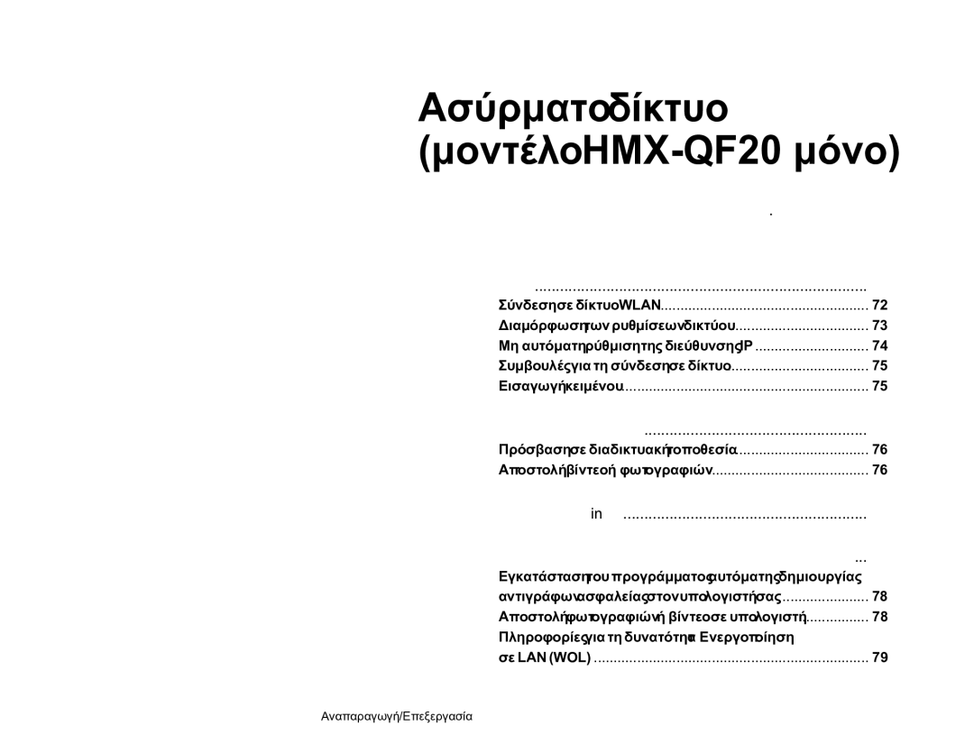 Samsung HMX-Q20BP/EDC, HMX-QF20BP/EDC Ασύρματο δίκτυο Μοντέλο HMX-QF20 μόνο, Χρήση διαδικτυακών τοποθεσιών κοινής χρήσης 