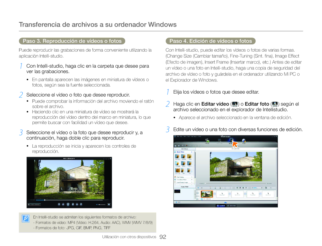 Samsung HMX-QF30BP/EDC manual Seleccione el vídeo o foto que desee reproducir, Elija los vídeos o fotos que desee editar 