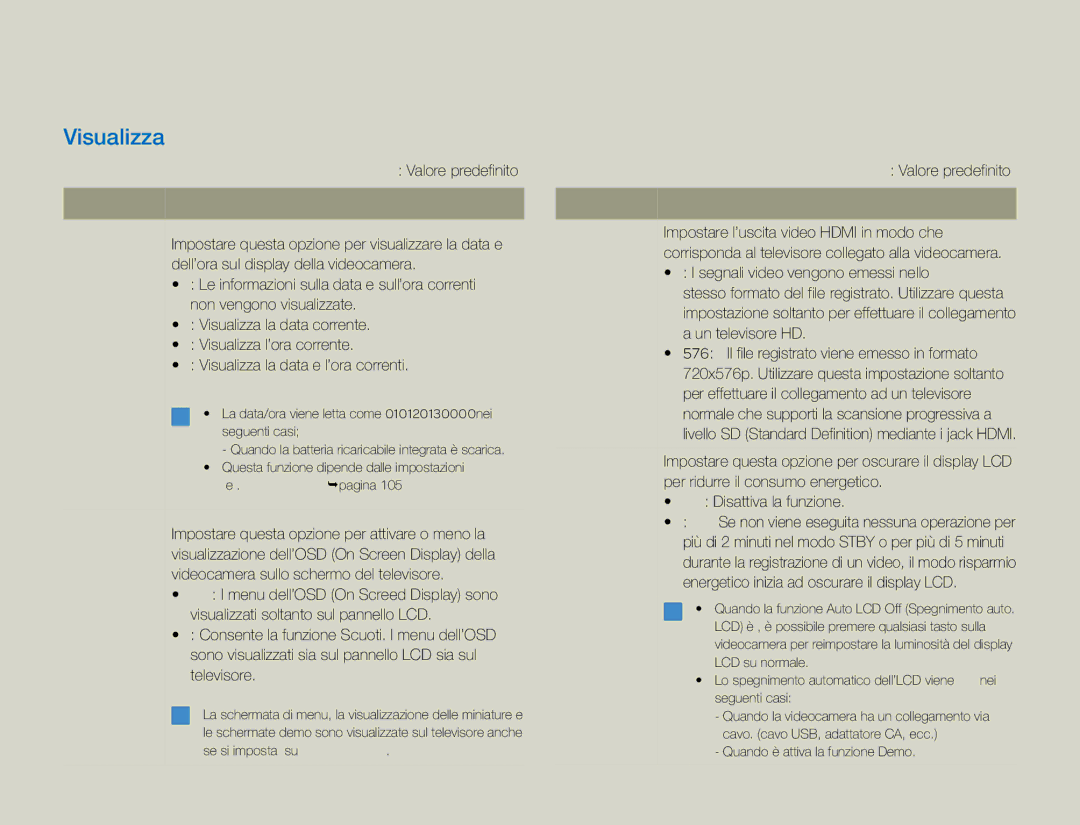 Samsung HMX-QF30WP/EDC, HMX-QF30BP/EDC manual Visualizza 