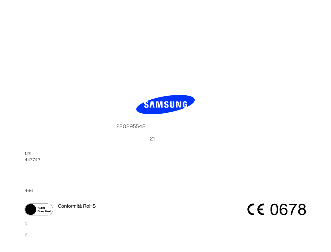 Samsung HMX-QF30BP/EDC, HMX-QF30WP/EDC manual Conformità RoHS 