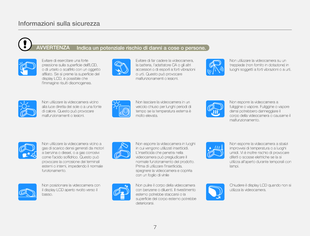 Samsung HMX-QF30WP/EDC, HMX-QF30BP/EDC manual Informazioni sulla sicurezza 