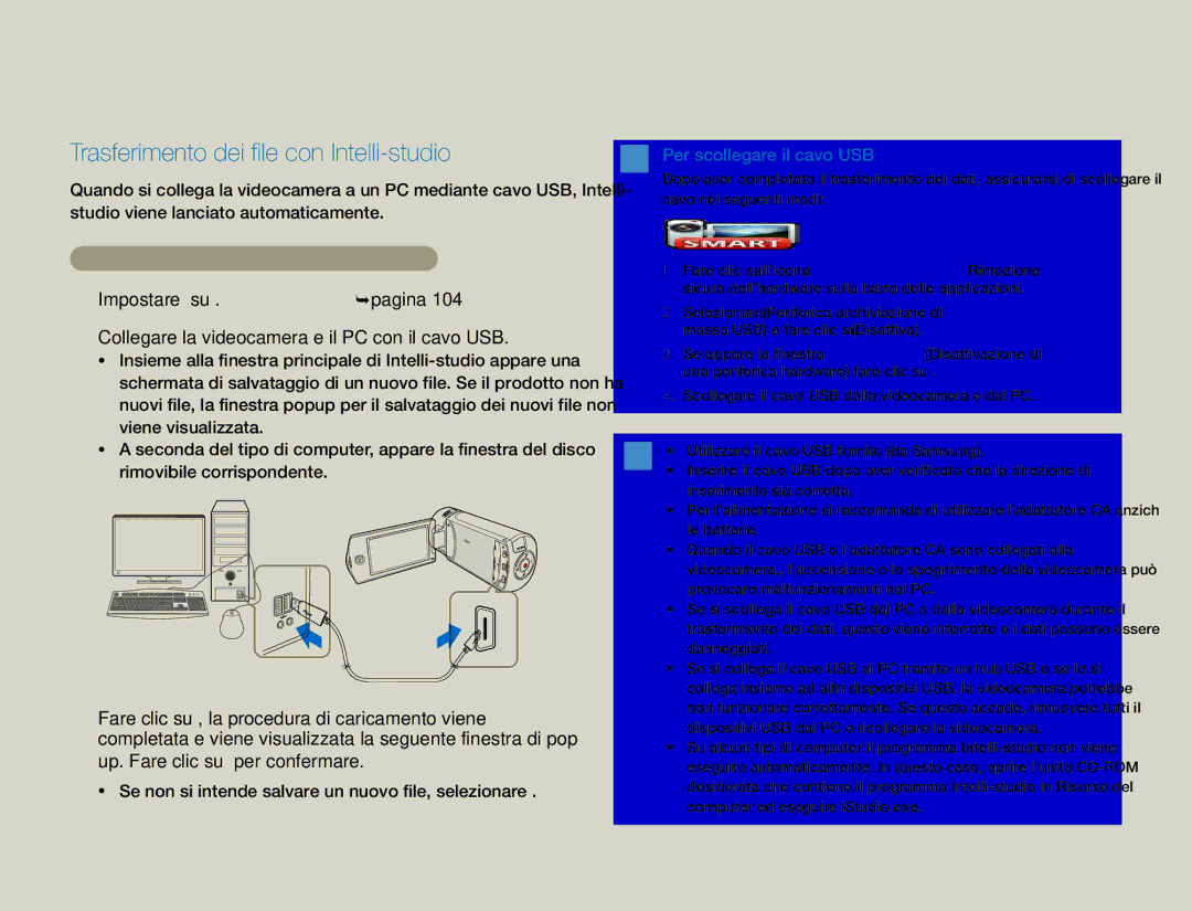 Samsung HMX-QF30BP/EDC manual Trasferimento dei file al computer Windows, Trasferimento dei file con Intelli-studio 