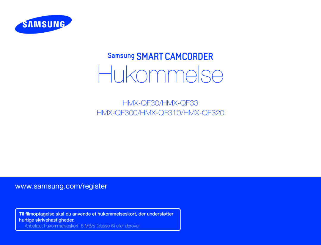 Samsung HMX-QF30WP/EDC, HMX-QF30BP/EDC manual Hukommelse 