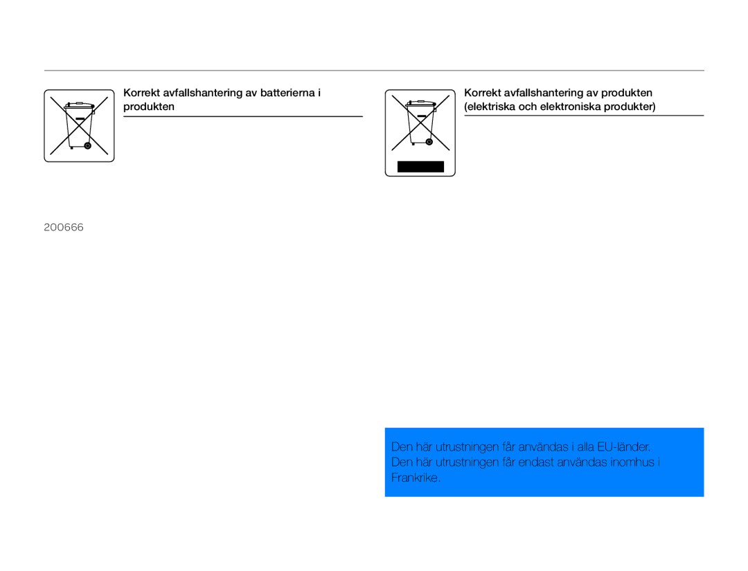 Samsung HMX-QF30WP/EDC, HMX-QF30BP/EDC manual Gäller i länder med separata insamlingssystem 