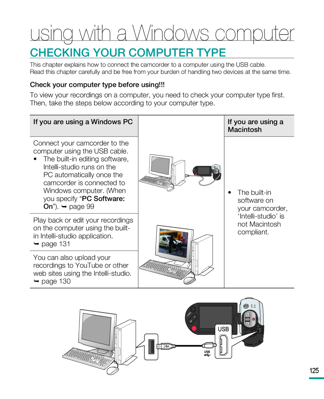 Samsung HMX-R10 user manual Checking Your Computer Type, 125 