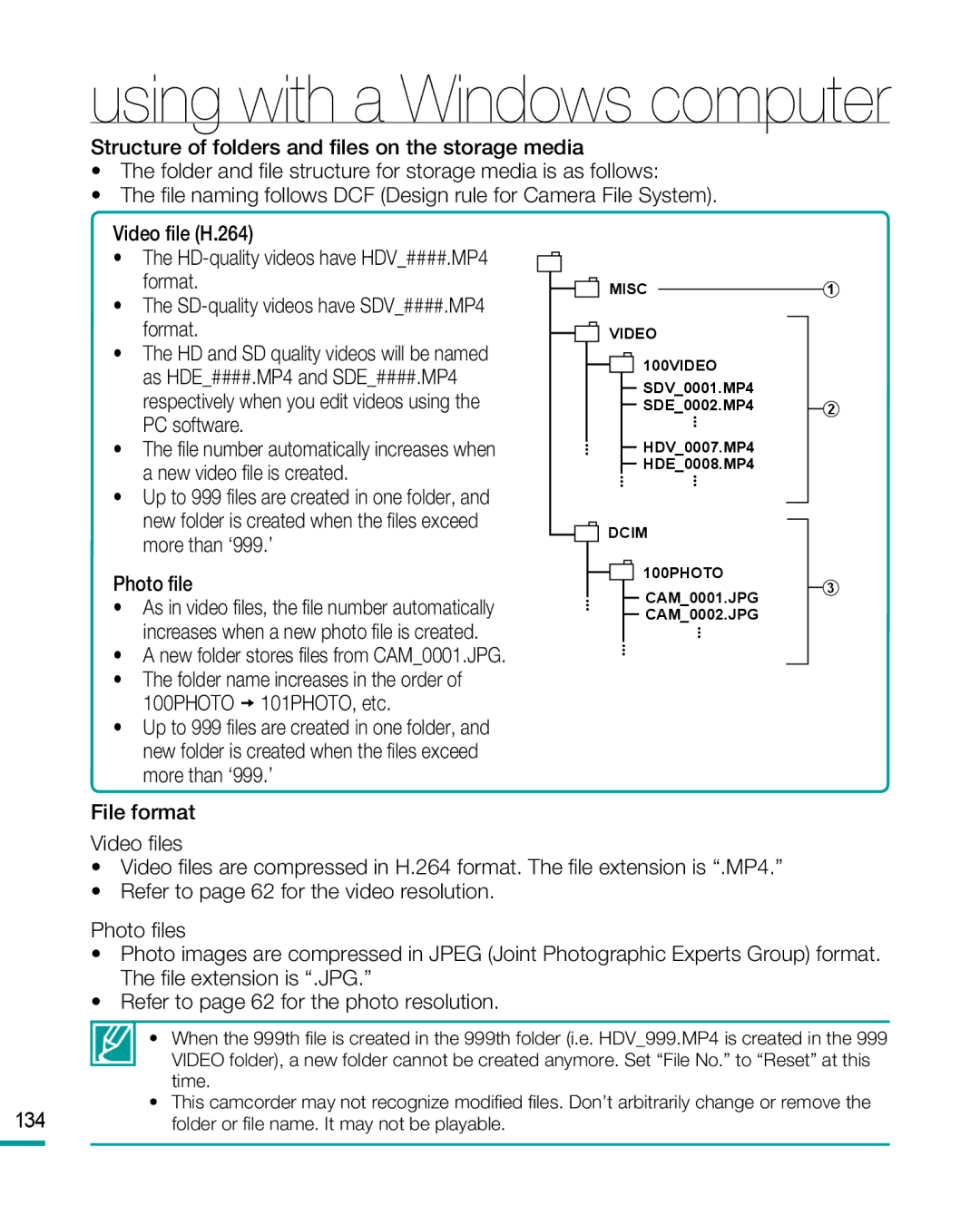 Samsung HMX-R10 user manual Respectively when you edit videos using the PC software, Photo file, File format 