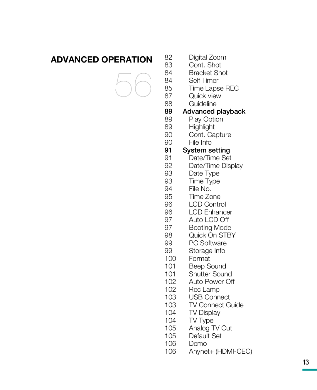 Samsung HMX-R10 user manual Advanced Operation 