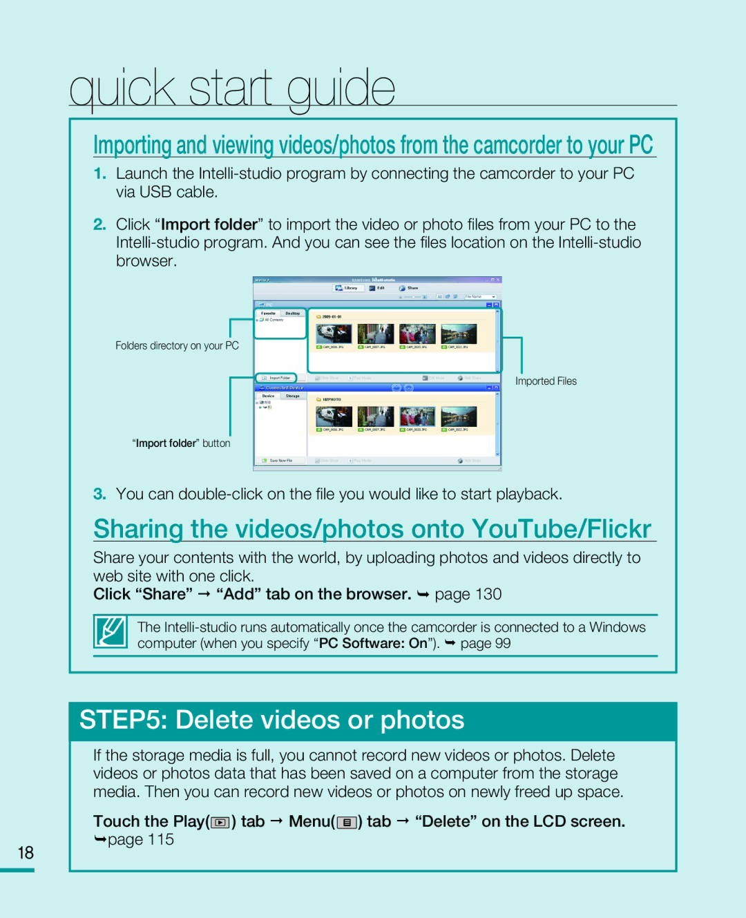 Samsung HMX-R10 user manual Sharing the videos/photos onto YouTube/Flickr, Delete videos or photos 