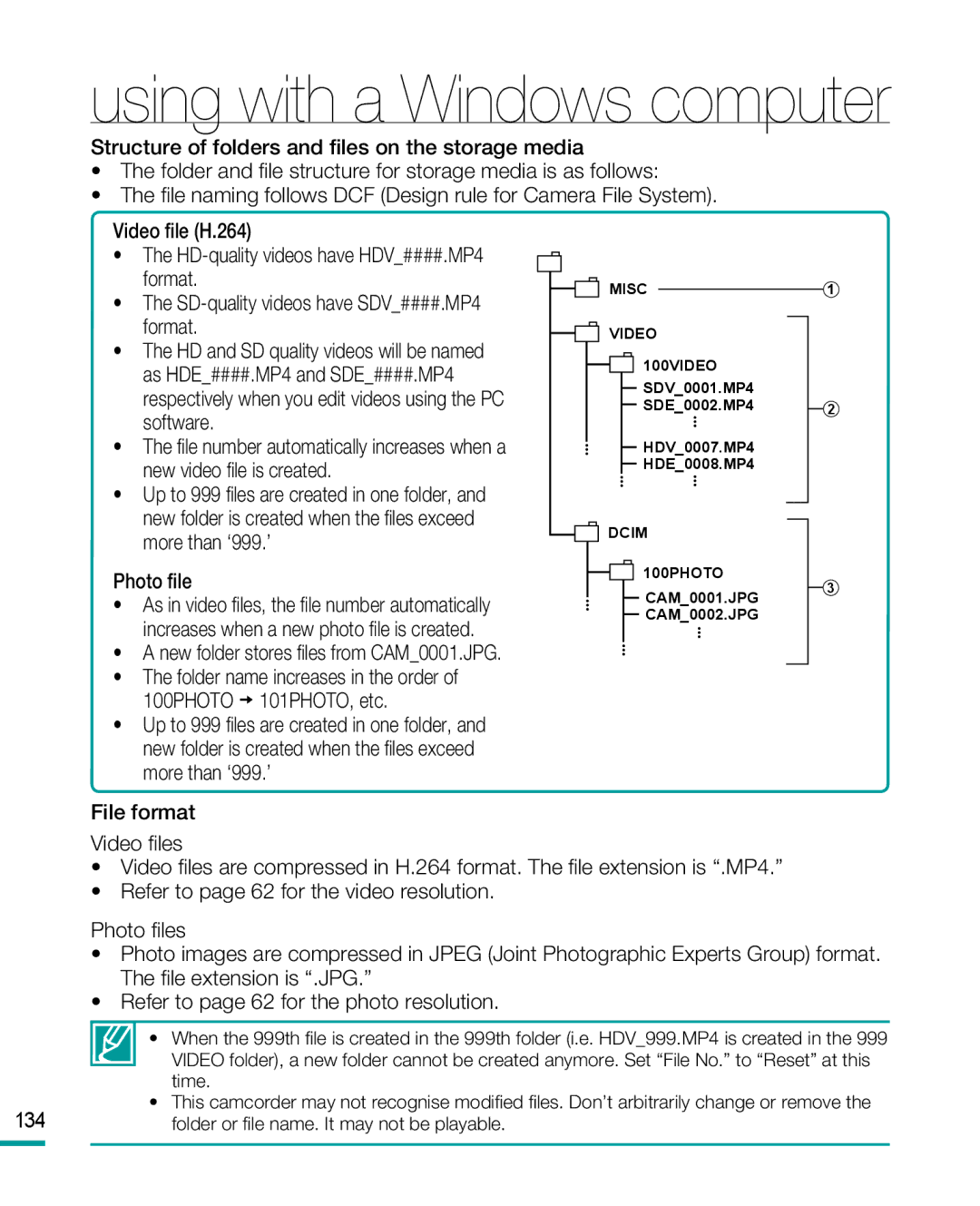 Samsung HMX-R10BP, HMX-R10SP user manual Respectively when you edit videos using the PC software, Photo file, File format 