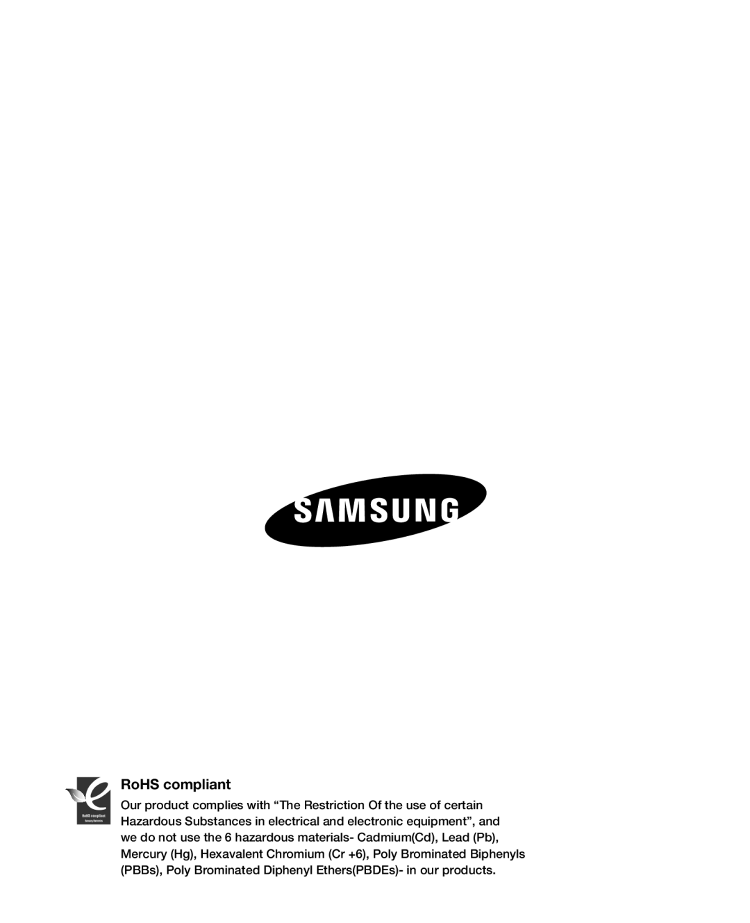 Samsung HMX-R10BP, HMX-R10SP user manual RoHS compliant 