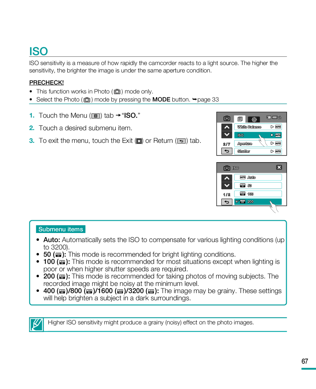 Samsung HMX-R10SP, HMX-R10BP user manual Iso 