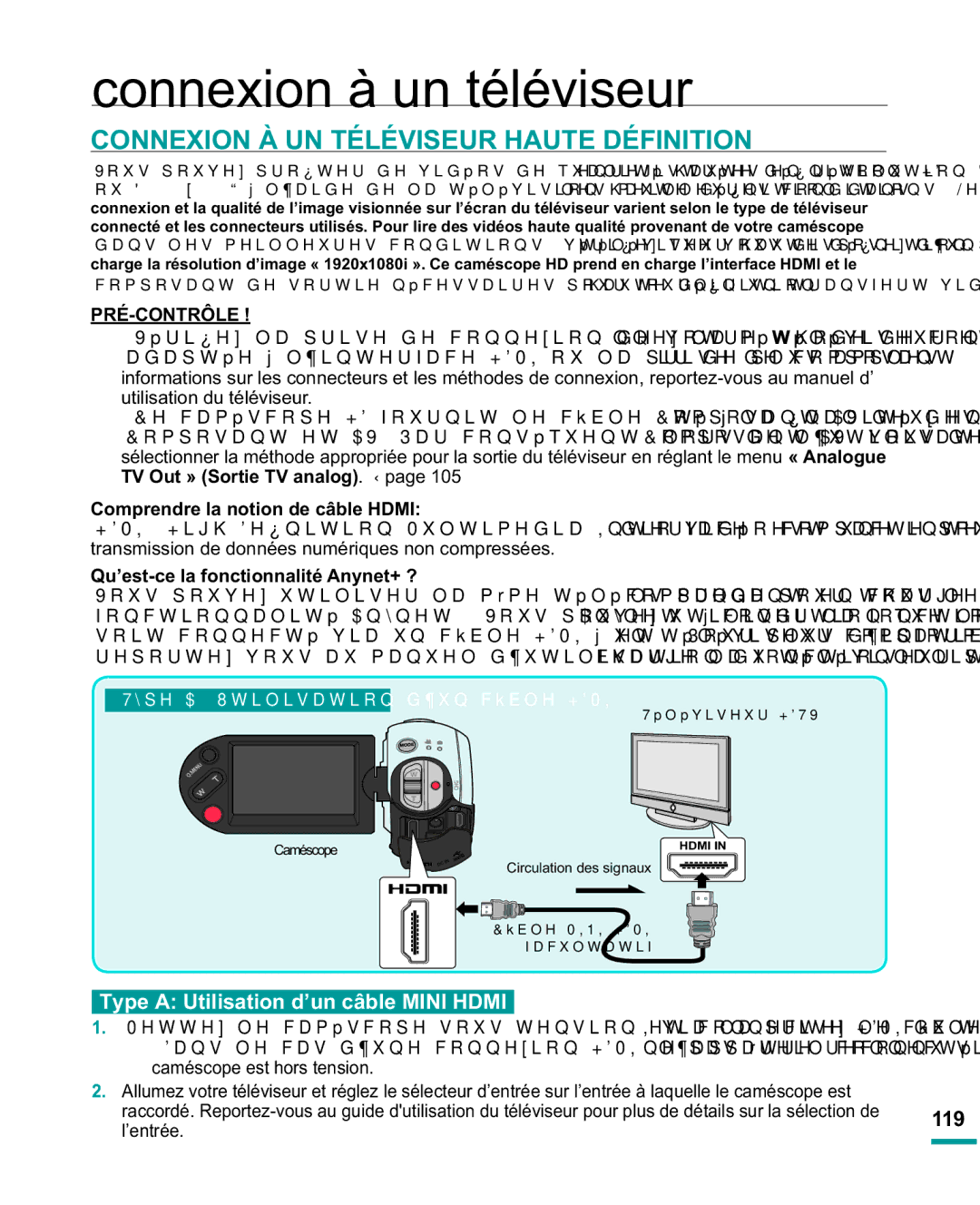 Samsung HMX-R10SP/EDC, HMX-R10BP/EDC Connexion à un téléviseur, Connexion À UN Téléviseur Haute Définition, 119, ’entrée 