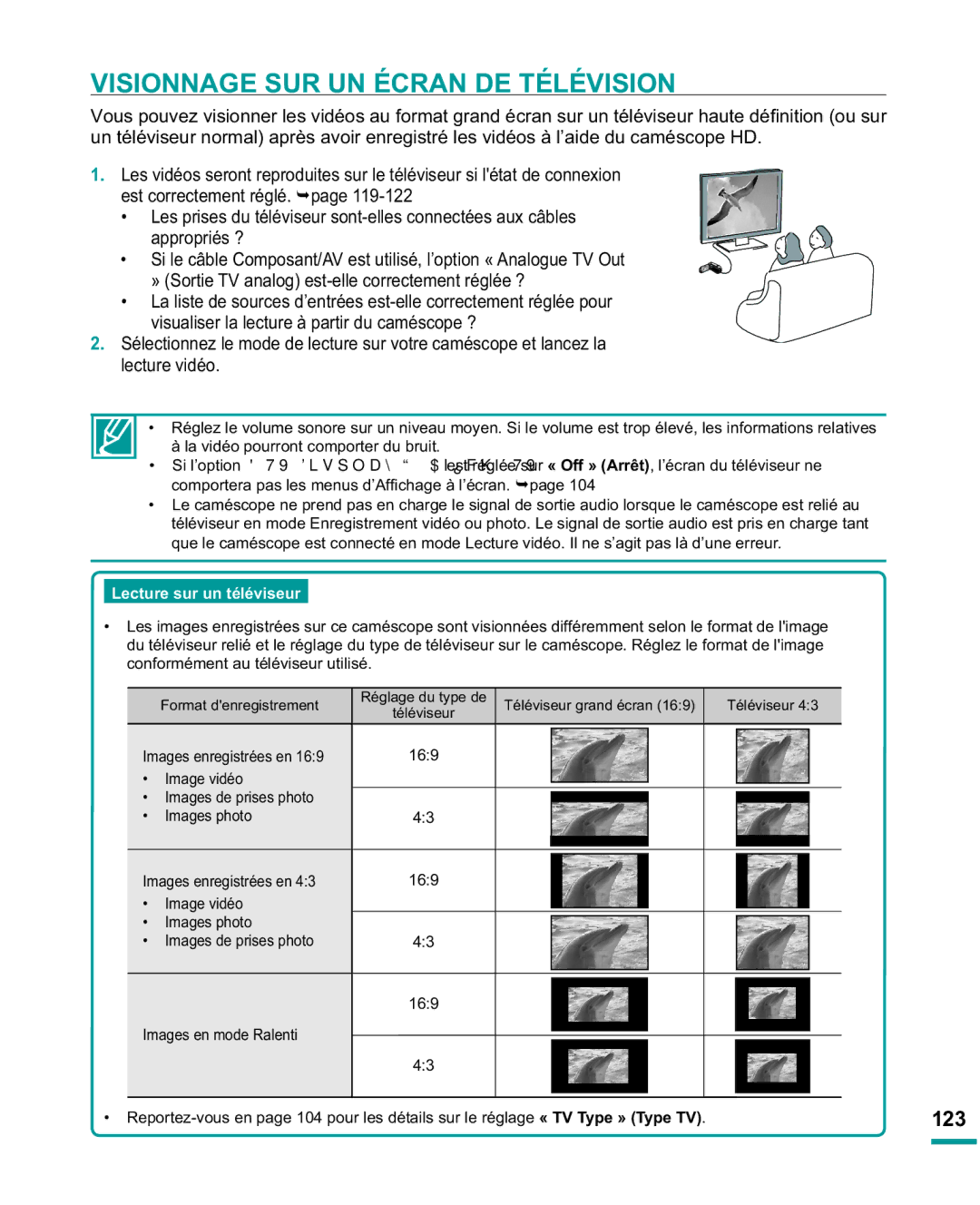 Samsung HMX-R10SP/EDC, HMX-R10BP/EDC manual Visionnage SUR UN Écran DE Télévision, 123, 169 