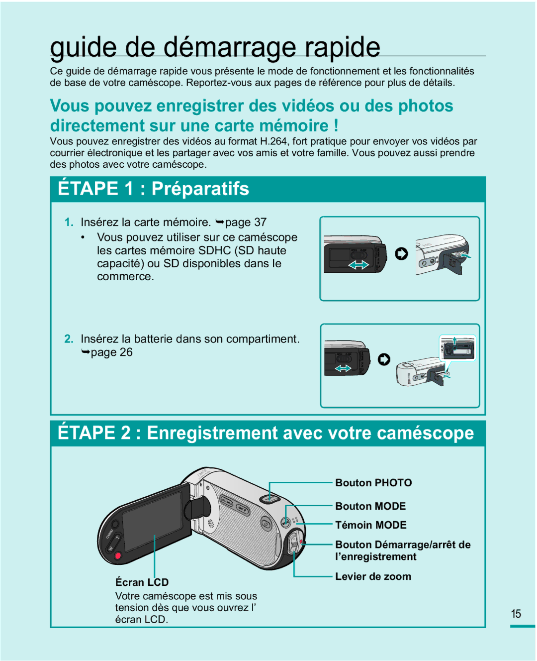 Samsung HMX-R10SP/EDC, HMX-R10BP/EDC manual Guide de démarrage rapide, Commerce, ¬page 