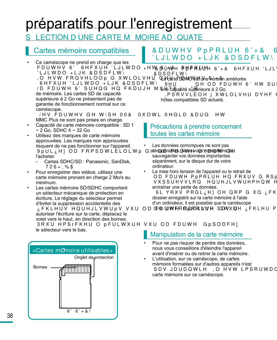 Samsung HMX-R10BP/EDC manual Sélection D’UNE Carte Mémoire Adéquate, Cartes mémoire compatibles, Ljlwdo+Ljk&Dsdflw\ 