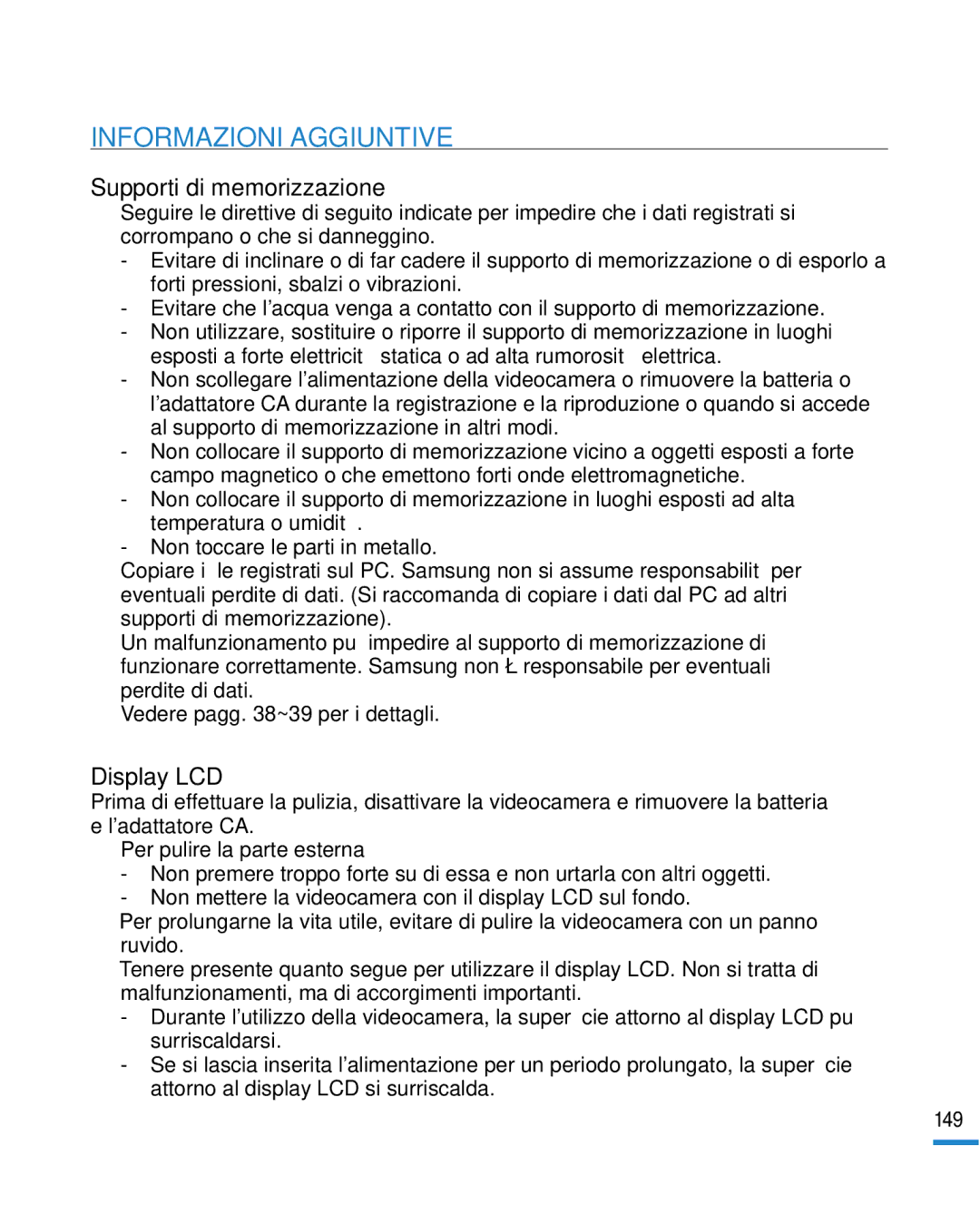 Samsung HMX-R10SP/EDC, HMX-R10BP/EDC manual Informazioni Aggiuntive, Supporti di memorizzazione 