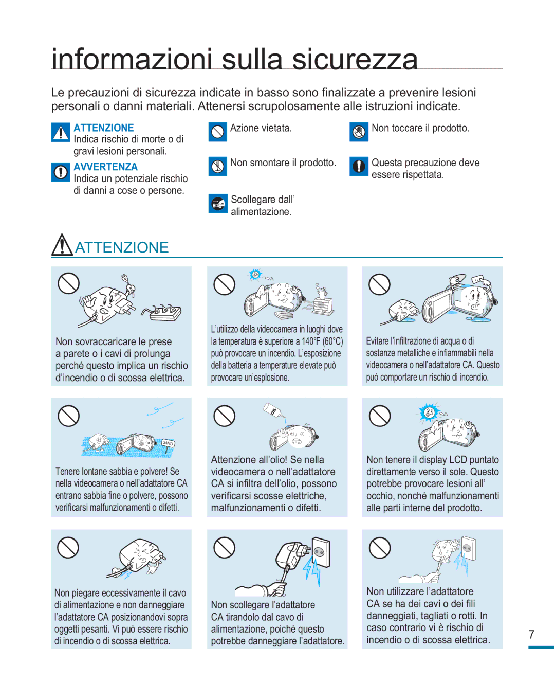 Samsung HMX-R10SP/EDC, HMX-R10BP/EDC manual Informazioni sulla sicurezza, Avvertenza 
