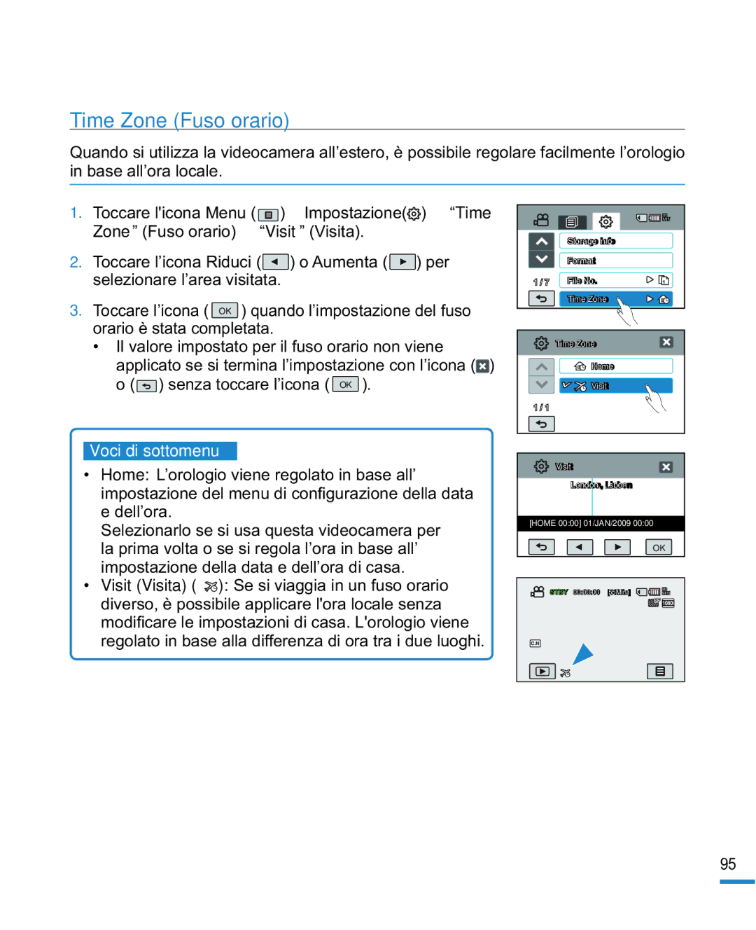 Samsung HMX-R10SP/EDC, HMX-R10BP/EDC manual Time Zone Fuso orario 