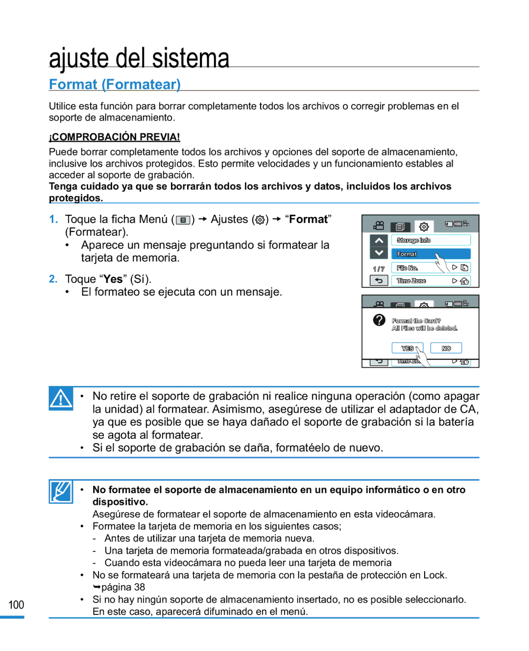 Samsung HMX-R10BP/EDC, HMX-R10SP/EDC manual Format Formatear 