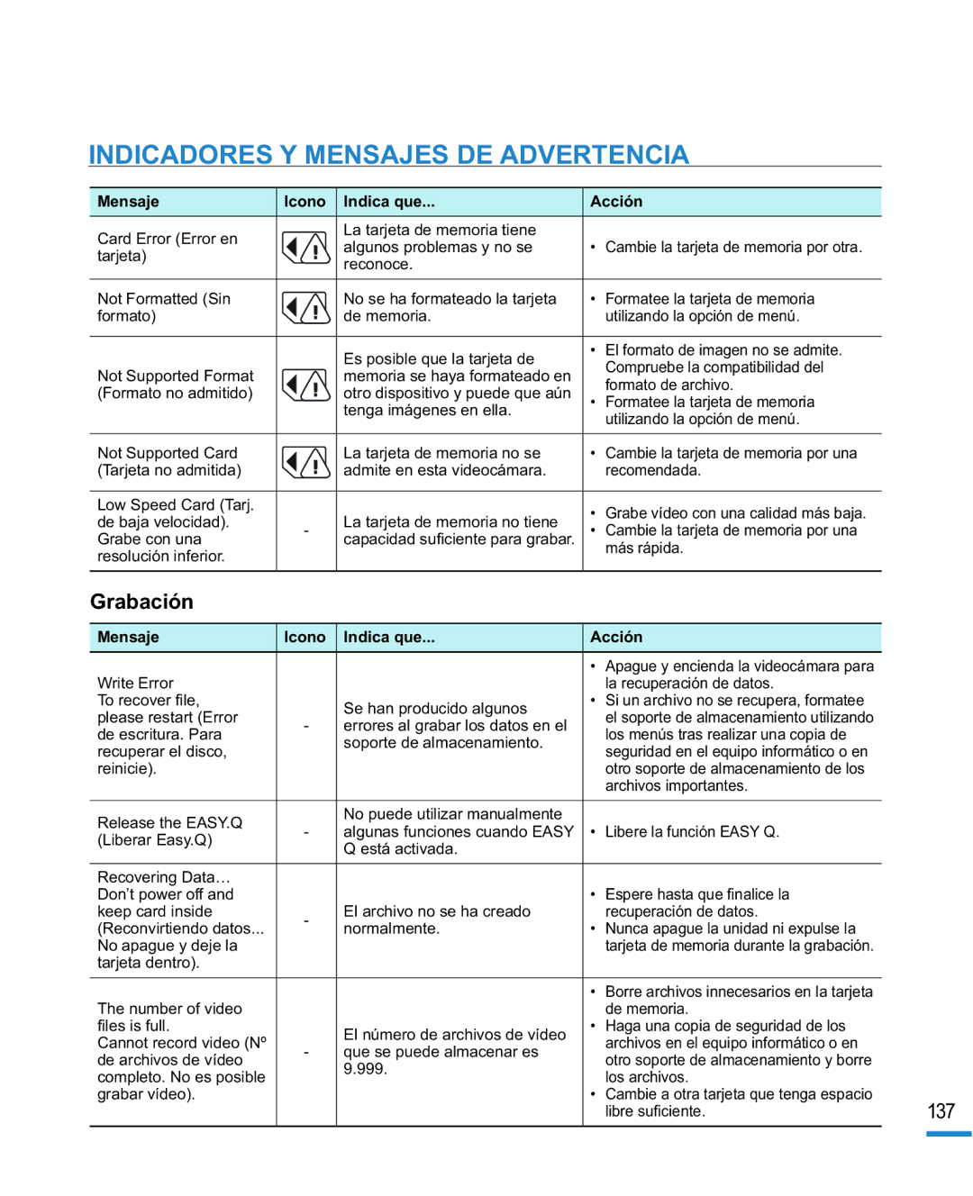 Samsung HMX-R10SP/EDC, HMX-R10BP/EDC manual Grabación 