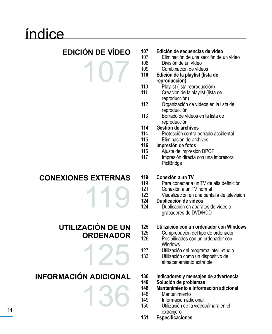 Samsung HMX-R10BP/EDC Edición DE Vídeo 107 Edición de secuencias de vídeo, Edición de la playlist lista de reproducción 