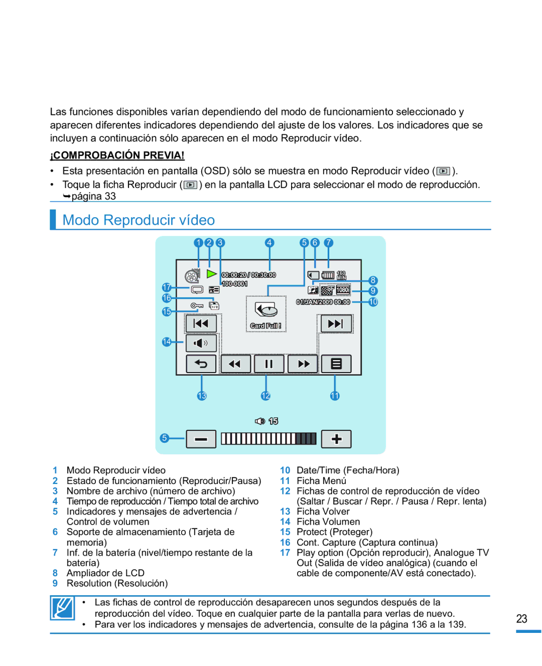 Samsung HMX-R10SP/EDC, HMX-R10BP/EDC manual Modo Reproducir vídeo 