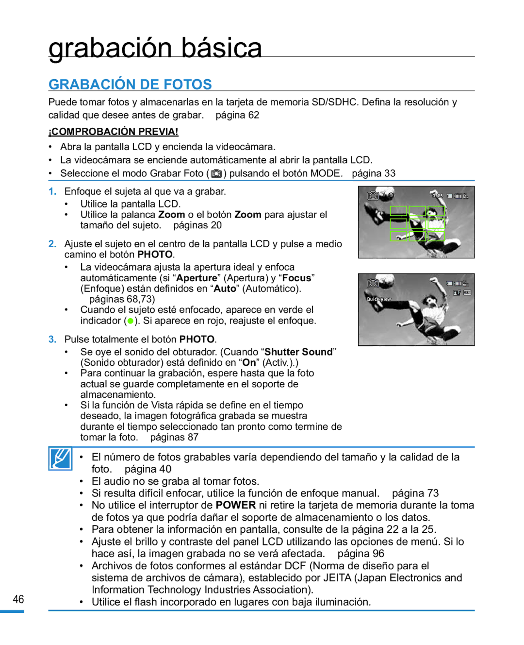 Samsung HMX-R10BP/EDC, HMX-R10SP/EDC manual Grabación DE Fotos 