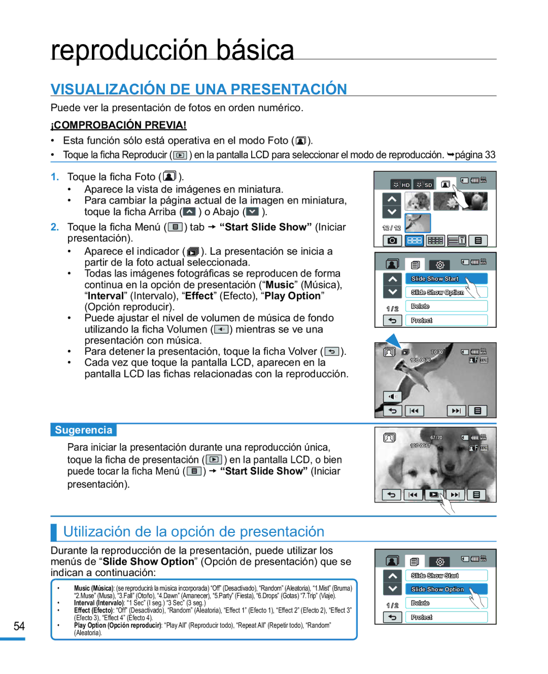 Samsung HMX-R10BP/EDC, HMX-R10SP/EDC manual Visualización DE UNA Presentación, Utilización de la opción de presentación 