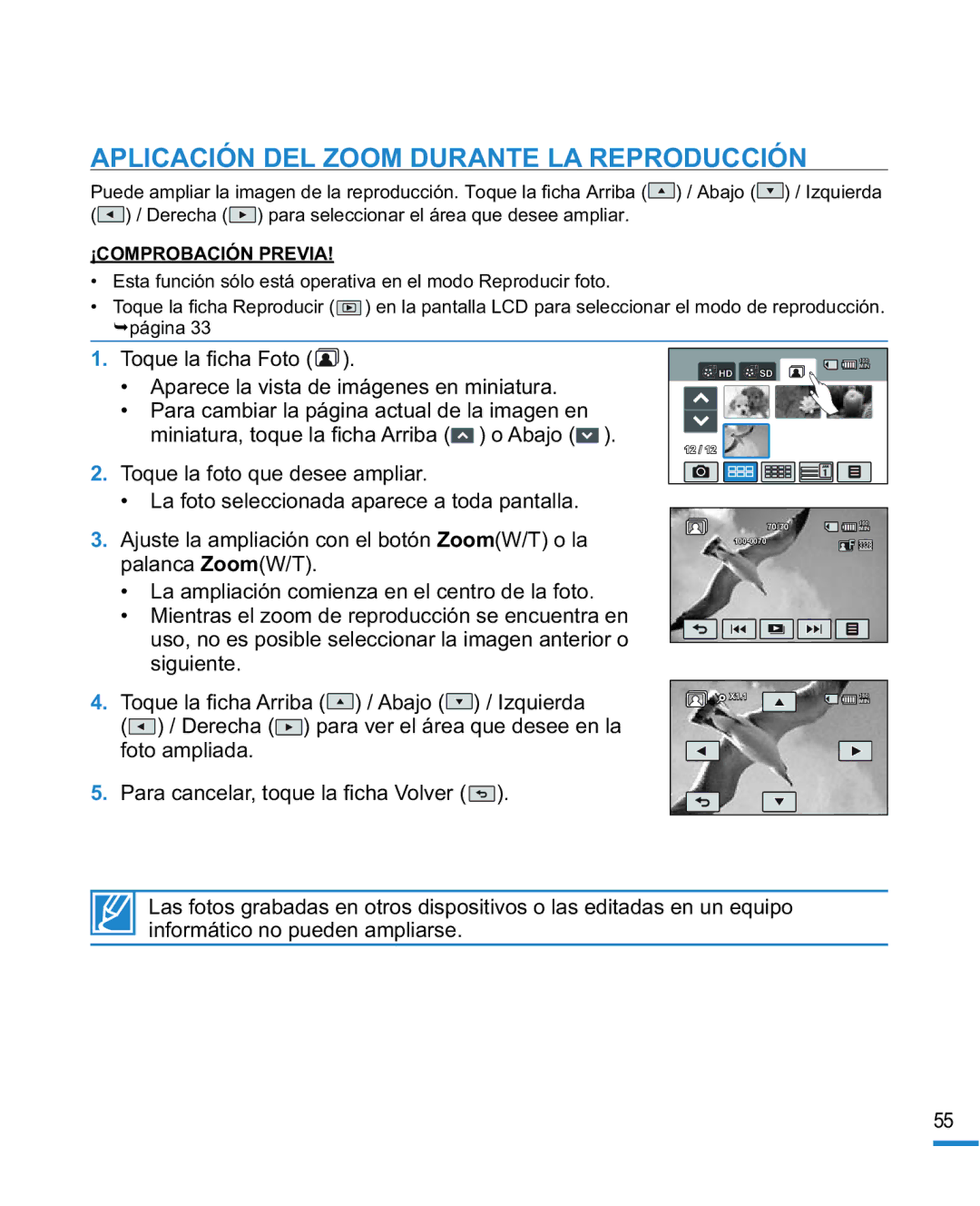 Samsung HMX-R10SP/EDC, HMX-R10BP/EDC manual Aplicación DEL Zoom Durante LA Reproducción 