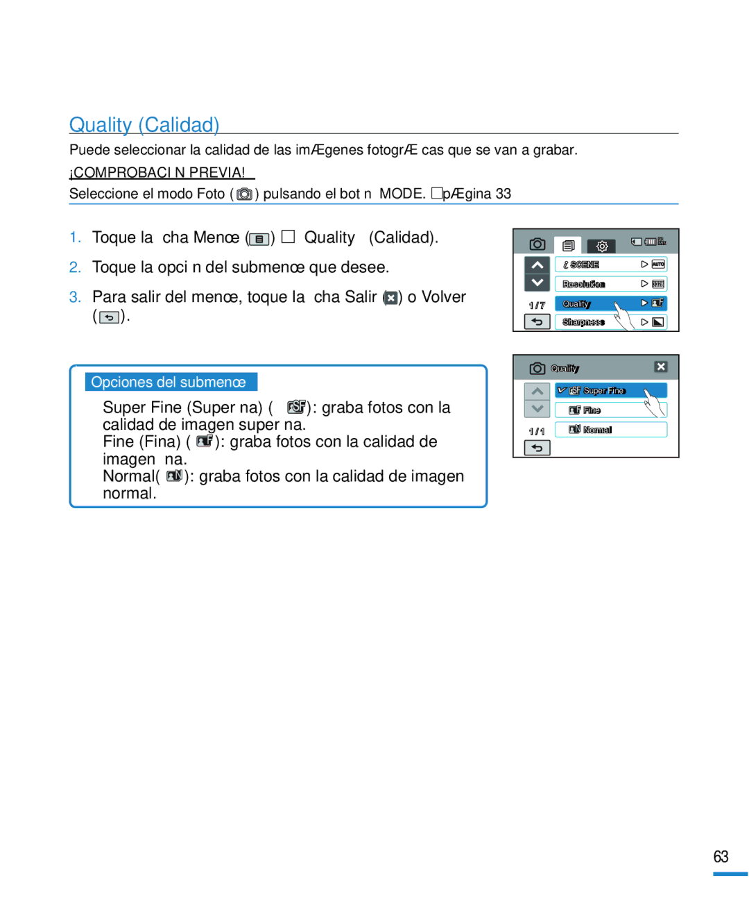 Samsung HMX-R10SP/EDC, HMX-R10BP/EDC manual Quality Calidad 