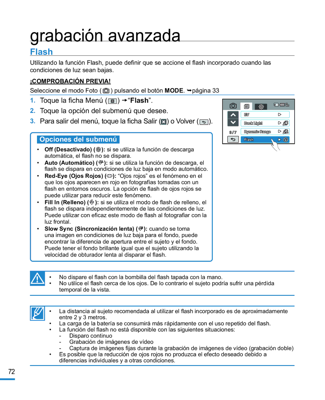 Samsung HMX-R10BP/EDC, HMX-R10SP/EDC manual Flash 