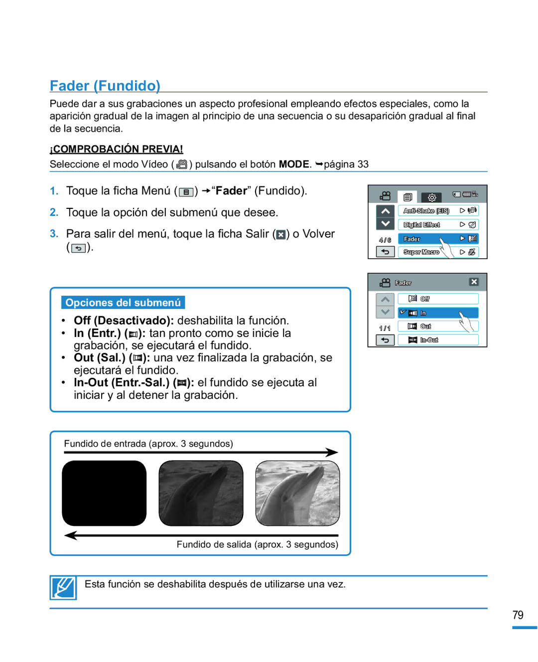 Samsung HMX-R10SP/EDC, HMX-R10BP/EDC manual Fader Fundido 