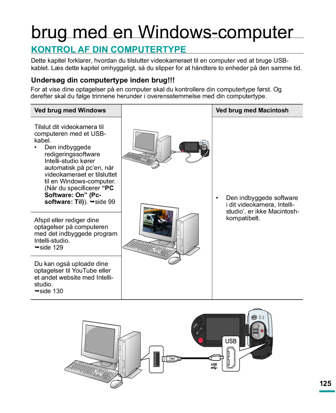 Samsung HMX-R10SP/EDC Brug med en Windows-computer, Kontrol AF DIN Computertype, Undersøg din computertype inden brug, 125 