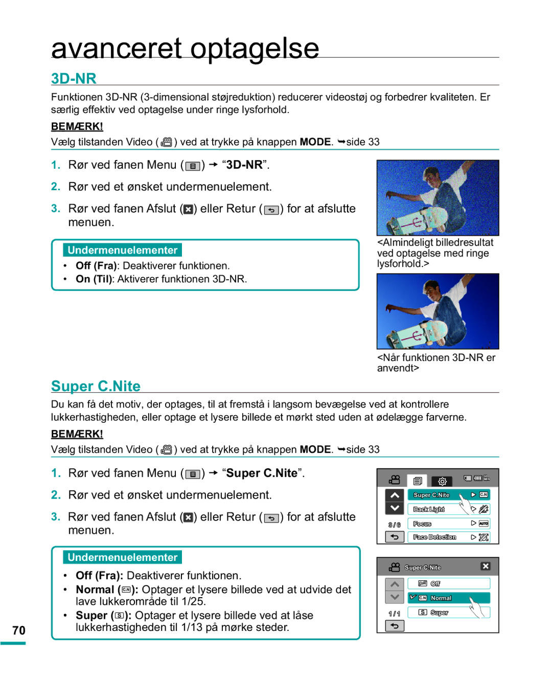 Samsung HMX-R10BP/EDC, HMX-R10SP/EDC manual 3D-NR, Super C.Nite, UoljHiihnwlyYhgRswdjhovhXqghuUlqjhO\Virukrog 