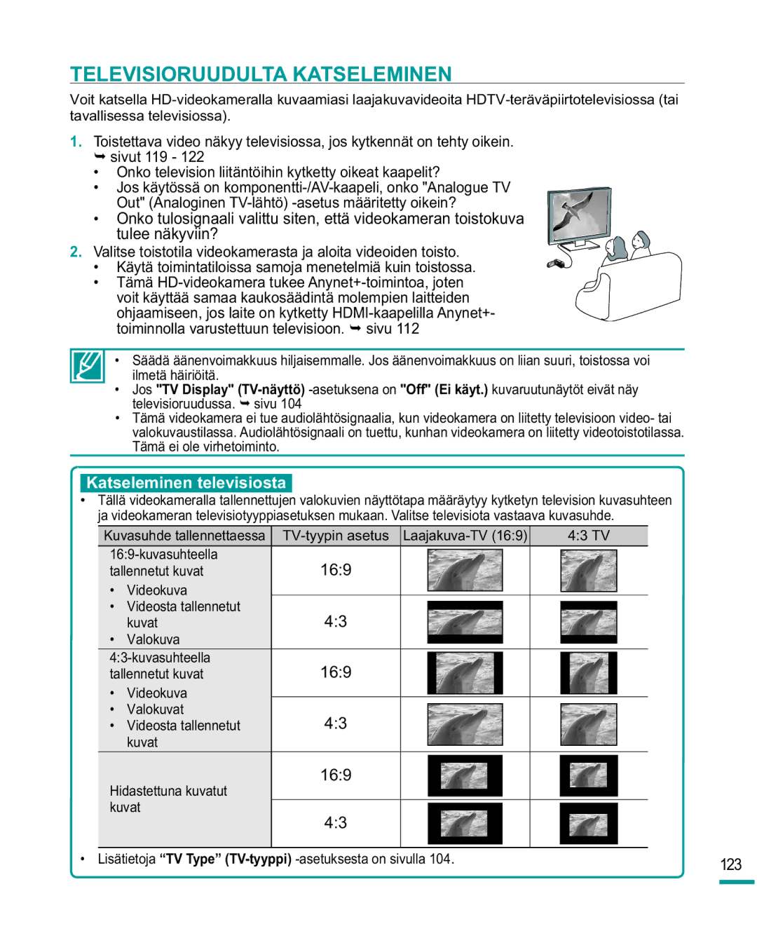 Samsung HMX-R10SP/EDC, HMX-R10BP/EDC manual Televisioruudulta Katseleminen, Katseleminen televisiosta 