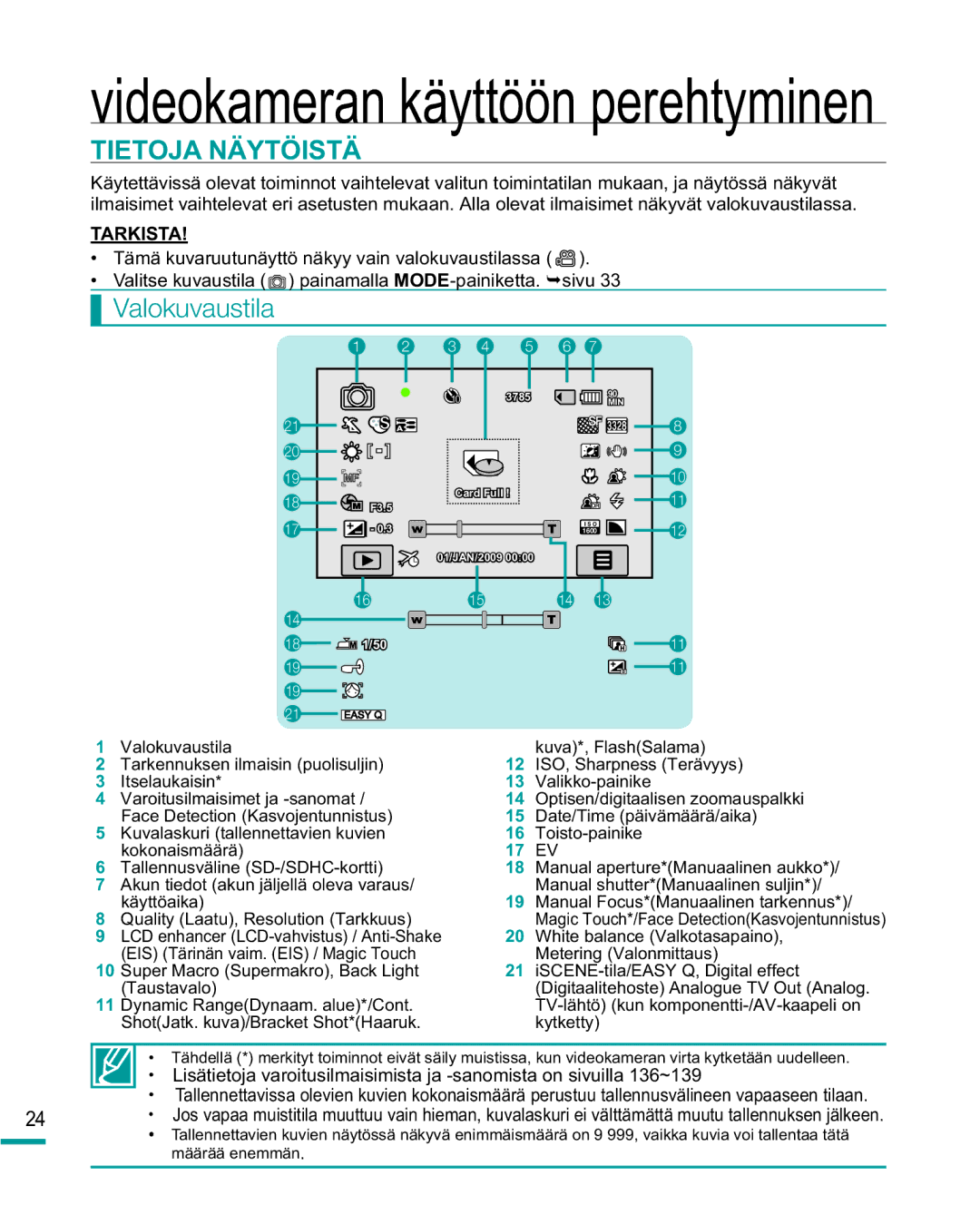 Samsung HMX-R10BP/EDC, HMX-R10SP/EDC manual Valokuvaustila 