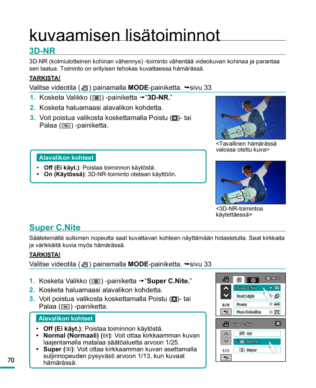 Samsung HMX-R10BP/EDC, HMX-R10SP/EDC manual 3D-NR, Super C.Nite 