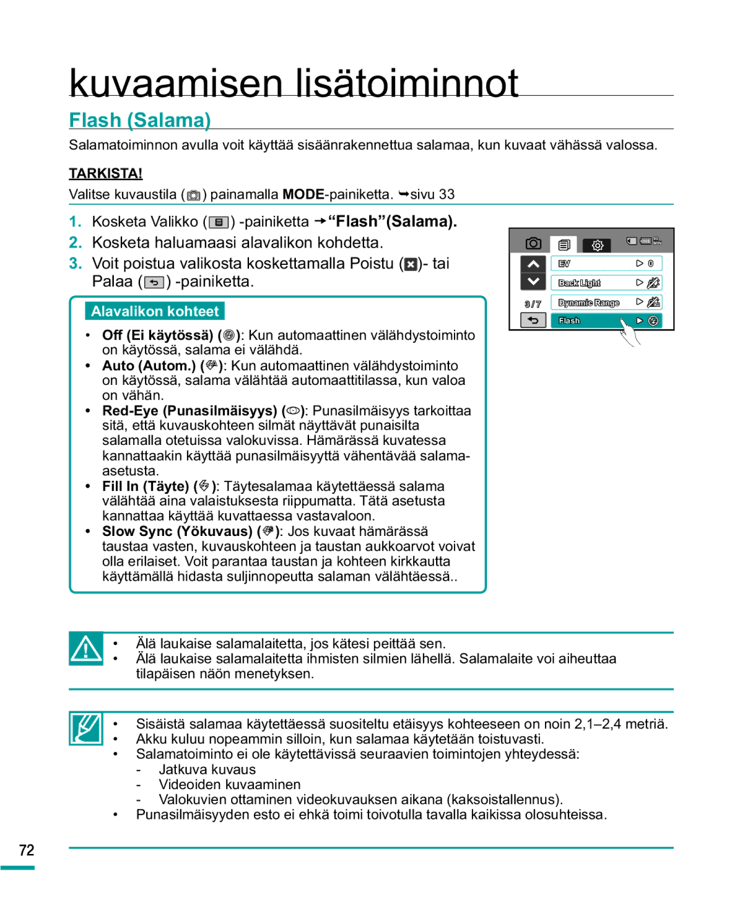 Samsung HMX-R10BP/EDC, HMX-R10SP/EDC manual Flash Salama 