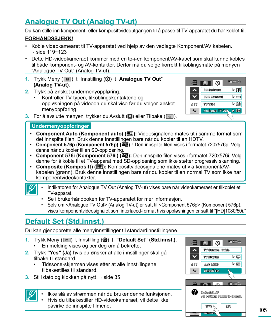 Samsung HMX-R10SP/EDC, HMX-R10BP/EDC manual 105, Analogue TV Out, Analog TV-ut 