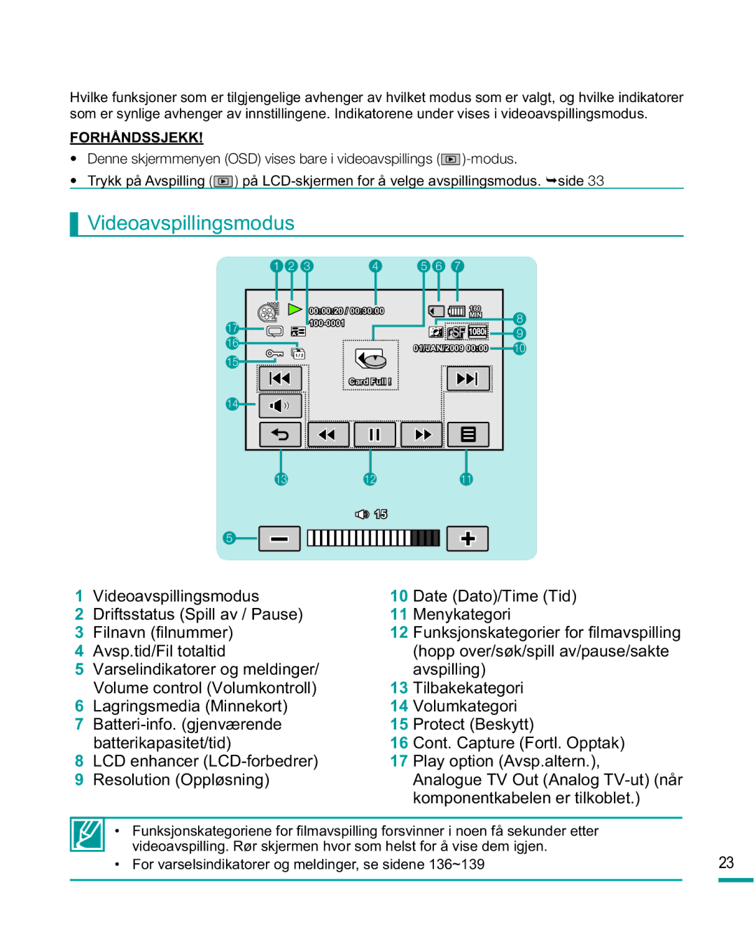 Samsung HMX-R10SP/EDC, HMX-R10BP/EDC manual Videoavspillingsmodus,  Loqdyq¿Oqxpphu, Komponentkabelen er tilkoblet 