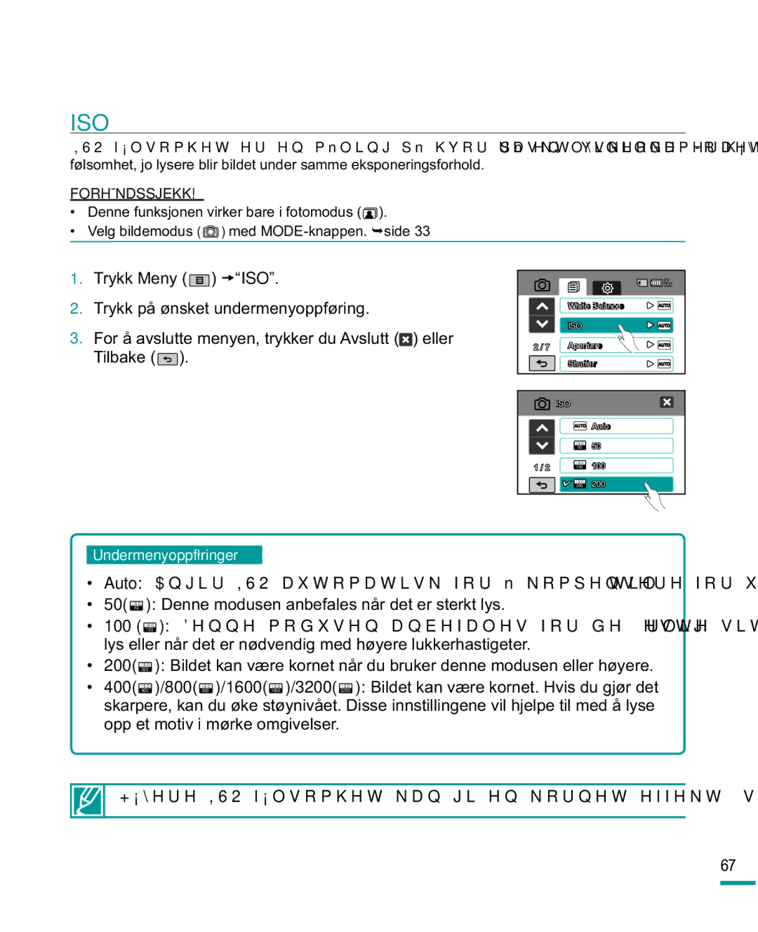 Samsung HMX-R10SP/EDC, HMX-R10BP/EDC manual Iso, 200, 400, 800 