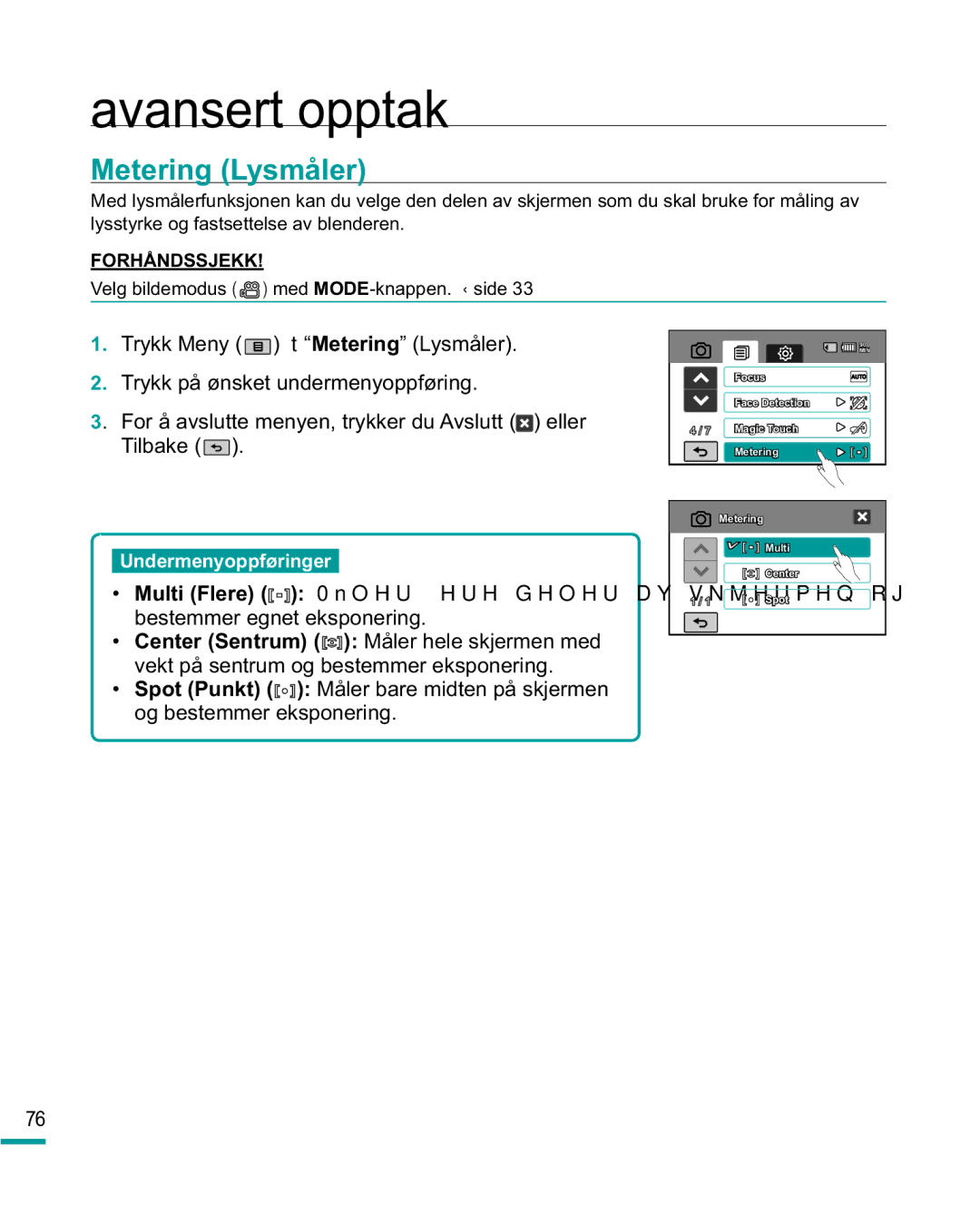 Samsung HMX-R10BP/EDC, HMX-R10SP/EDC manual Metering Lysmåler 