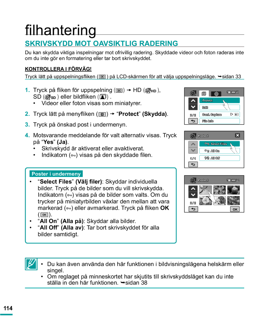 Samsung HMX-R10BP/EDC 96.0272$96,.7/,*5$5,1, Sd Sd HoohuElogàlnhq, Videor eller foton visas som miniatyrer, 114 