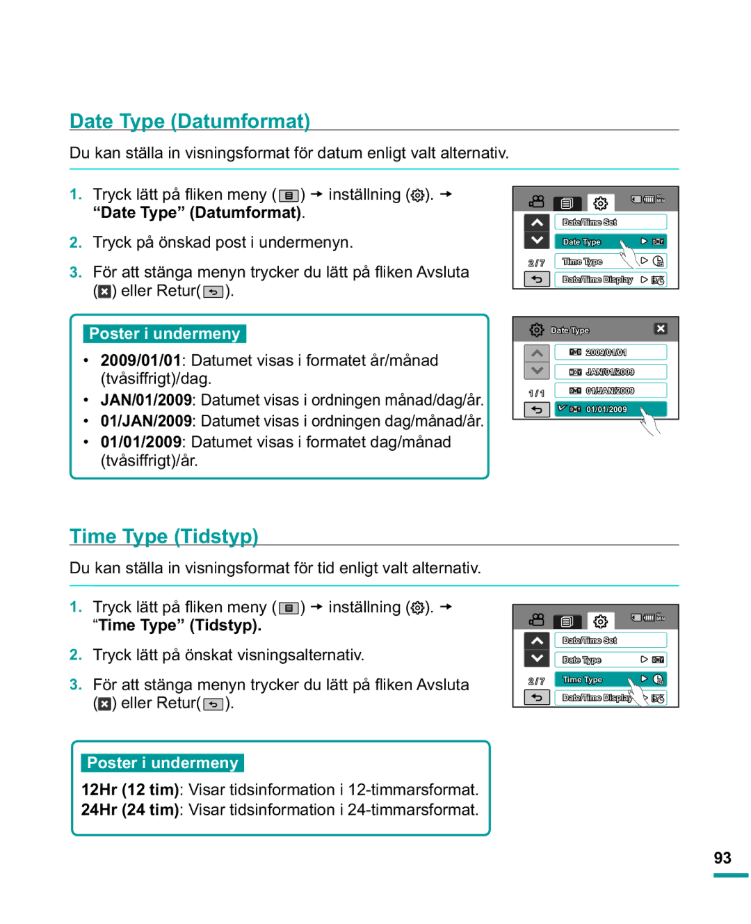 Samsung HMX-R10SP/EDC manual DWH7\SHDWXPIRUPDW, 7LPH7\SH7LGVW\S, ³DWH7\SH´DWXPIRUPDW, 7LPH7\SH´7LGVW\S 