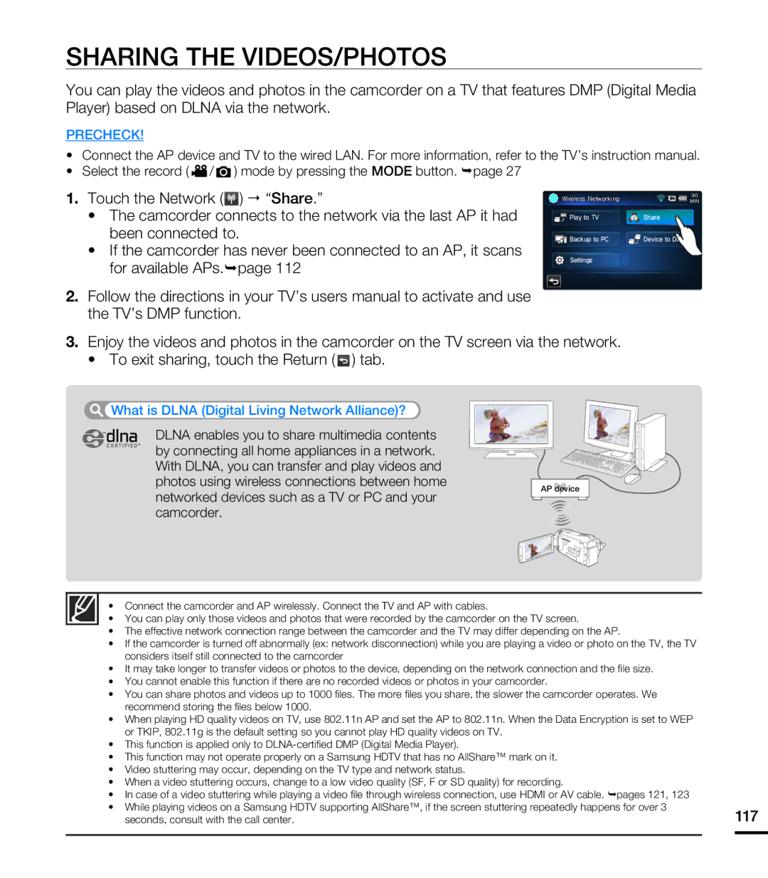 Samsung HMX-S16, HMX-S10, HMX-S15 user manual Sharing the VIDEOS/PHOTOS 